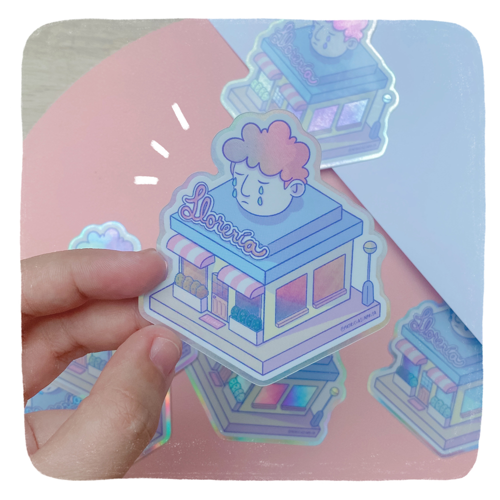 Sticker holográfico vinilo Llorería